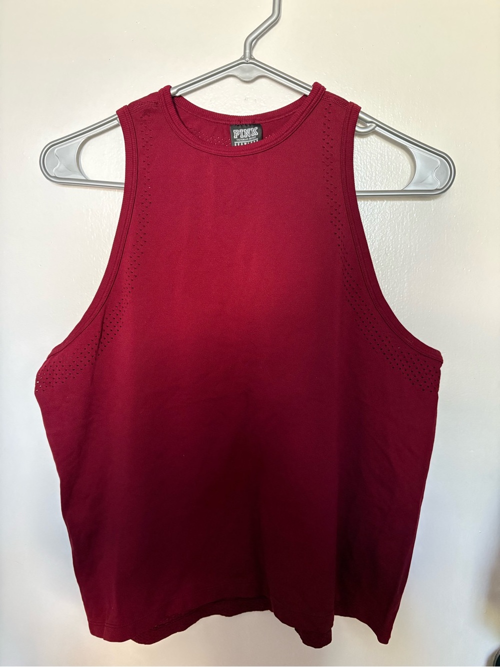 PINK Victoria's Secret Berry Red Ribbed Muscle Tank